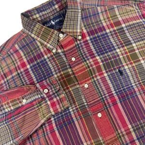 Polo Ralph Lauren Button Down Shirt Mens Large Red Plaid Handwoven